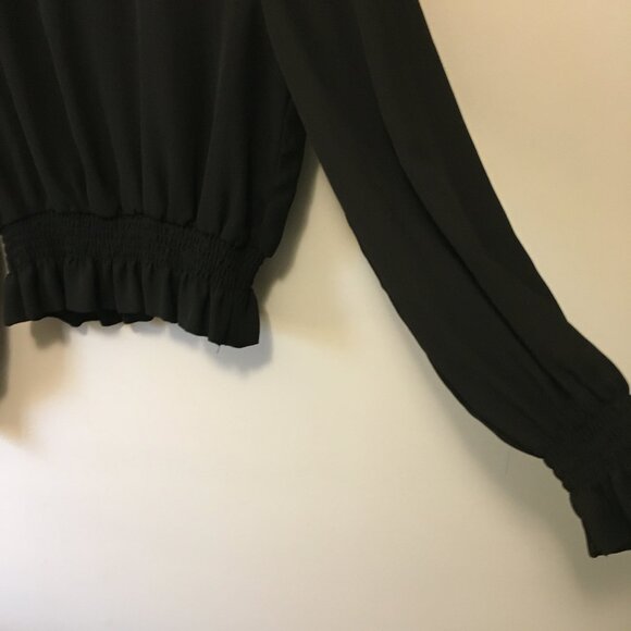 Elegant Black Sheer Mock Neck Witchy Blouse - Picture 6 of 15